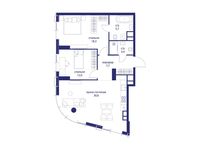 Планировка  2-комнатной квартиры, 77,7 м2