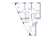 Планировка  4-комнатной квартиры, 129 м2