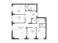 Планировка  4-комнатной квартиры, 126,9 м2