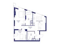 Планировка  2-комнатной квартиры, 75,1 м2