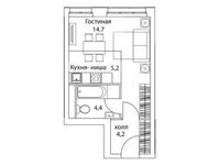 Планировка 1-комнатной квартиры, 28,5 м2
