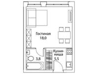 Планировка 1-комнатной квартиры, 27,4 м2