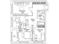Планировка 3-комнатной квартиры, 73,2 м2