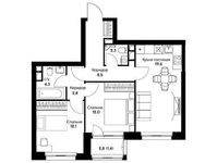 Планировка 2-комнатной квартиры, 63,8 м2