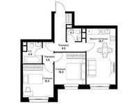 Планировка 2-комнатной квартиры, 62,9 м2
