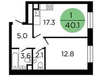 Планировка 1-комнатной квартиры, 41 м2