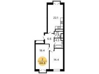 Планировка 2-комнатной квартиры, 67,9 м2