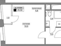 Планировка квартиры студии, 25,5 м2