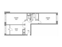 Планировка 2-комнатной квартиры, 62,3 м2