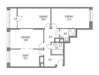 Планировка 3-комнатной квартиры, 78,2 м2