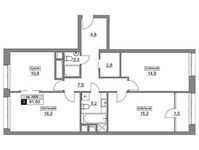 Планировка 3-комнатной квартиры, 81,5 м2