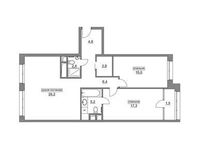 Планировка 3-комнатной квартиры, 83,6 м2