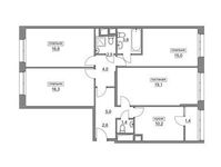 Планировка 4-комнатной квартиры, 97,9 м2