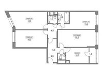 Планировка 4-комнатной квартиры, 99,7 м2