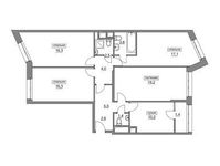 Планировка 4-комнатной квартиры, 101,8 м2