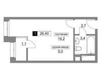 Планировка квартиры студии, 26,4 м2