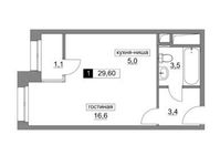 Планировка квартиры студии, 29,6 м2
