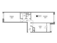 Планировка 2-комнатной квартиры, 66,1 м2