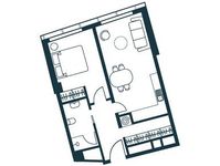 Планировка 1-комнатной квартиры, 44 м2