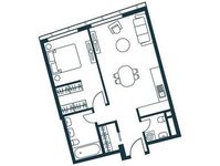 Планировка 1-комнатной квартиры, 52 м2