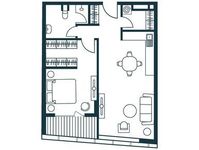 Планировка 1-комнатной квартиры, 56 м2