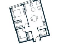 Планировка 1-комнатной квартиры, 61 м2