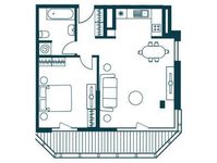 Планировка 1-комнатной квартиры, 62 м2