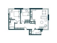 Планировка 2-комнатной квартиры, 79 м2