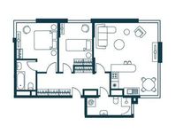 Планировка 2-комнатной квартиры, 80 м2