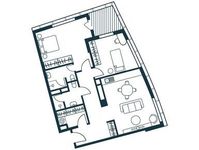 Планировка 2-комнатной квартиры, 80 м2