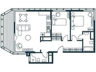 Планировка 2-комнатной квартиры, 83 м2