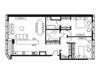 Планировка 2-комнатной квартиры, 102 м2