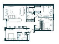Планировка 3-комнатной квартиры, 122 м2