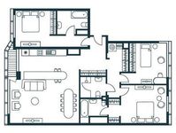 Планировка 3-комнатной квартиры, 125 м2