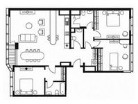 Планировка 3-комнатной квартиры, 123 м2