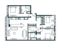 Планировка 3-комнатной квартиры, 126 м2