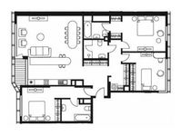 Планировка 3-комнатной квартиры, 127 м2