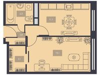 Планировка 1-комнатной квартиры, 37,8 м2