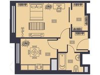 Планировка 1-комнатной квартиры, 35 м2