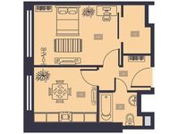 Планировка 1-комнатной квартиры, 33 м2