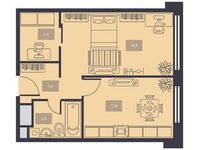 Планировка 1-комнатной квартиры, 41,9 м2
