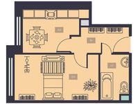 Планировка 1-комнатной квартиры, 33,7 м2