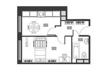 Планировка 1-комнатной квартиры, 37,3 м2