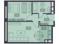Планировка 2-комнатной квартиры, 39,3 м2