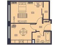 Планировка 1-комнатной квартиры, 34 м2