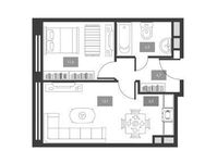 Планировка 2-комнатной квартиры, 40,6 м2