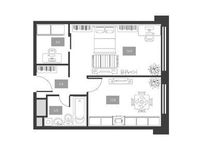 Планировка 1-комнатной квартиры, 42,1 м2