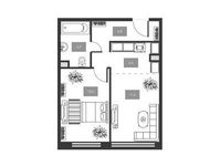 Планировка 2-комнатной квартиры, 42,9 м2