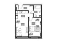Планировка 2-комнатной квартиры, 42,9 м2