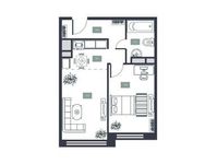 Планировка 2-комнатной квартиры, 44,4 м2